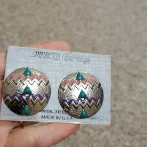 Vintage Surgical Steel Pierced Earrings Made in USA